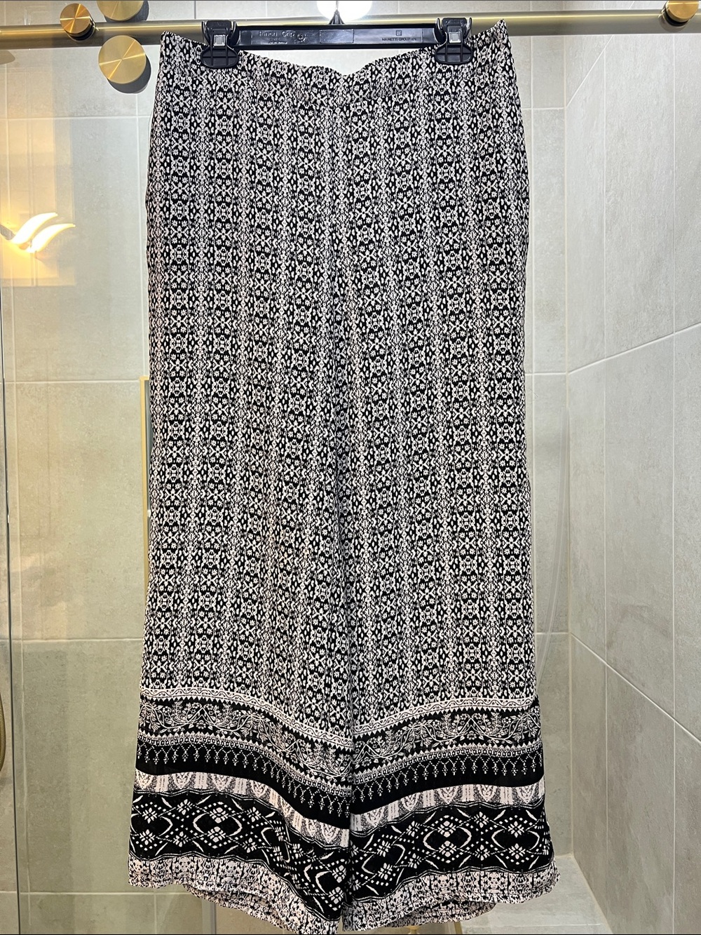 Wide Leg Printed Palazzo Pants - Black & White
